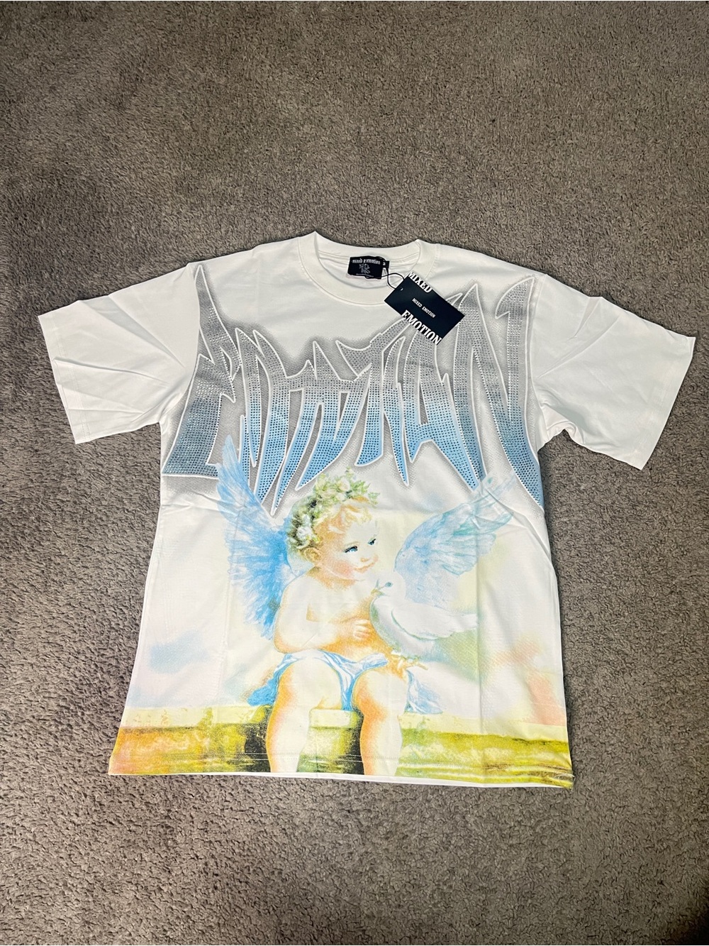 White Mixed Emotion graphic T-shirt
